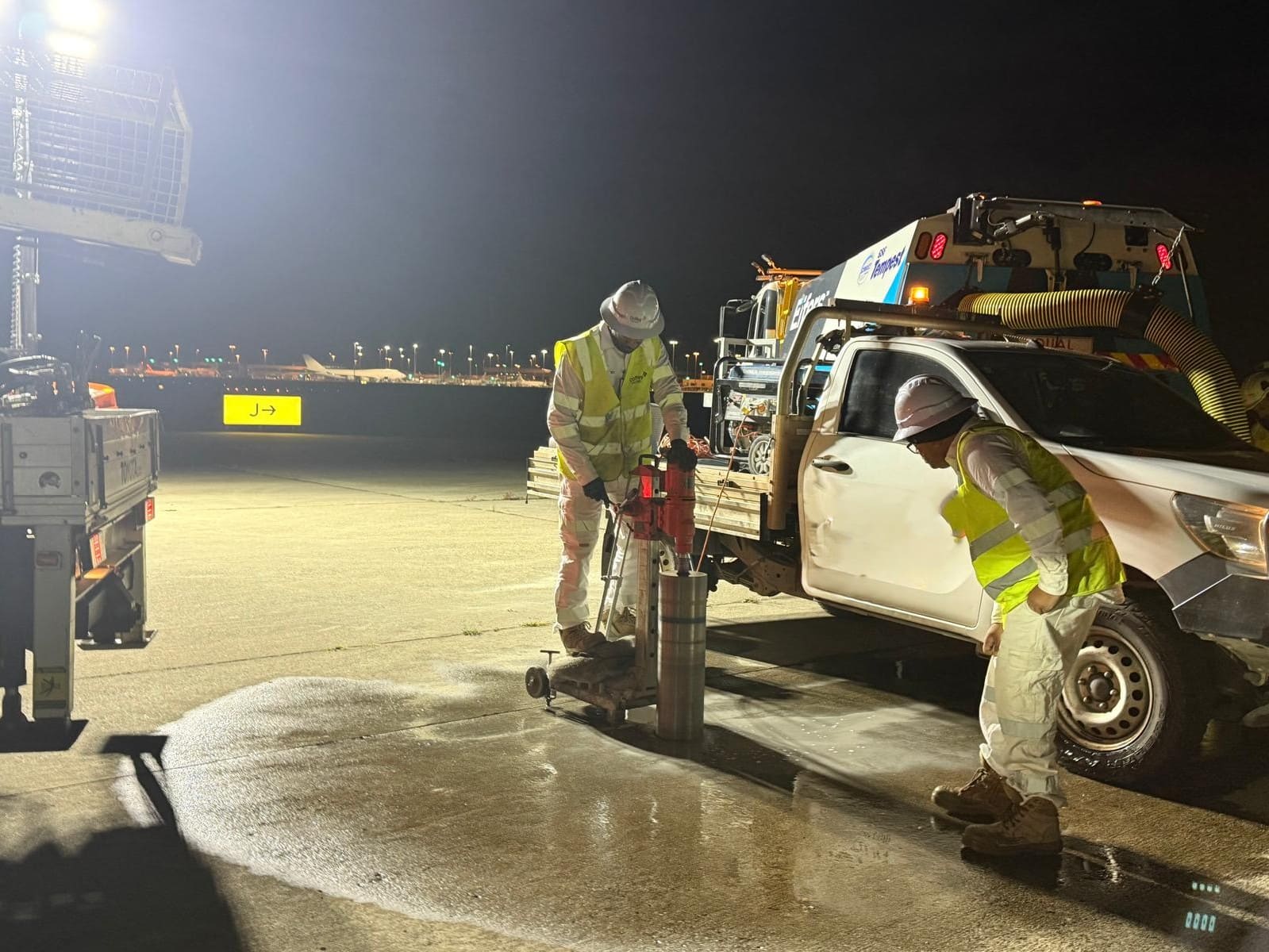 Night Pavement Coring