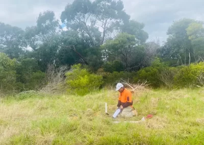 Geotechnical engineer from Probe Geotechnical Services Pty Ltd. in Melbourne conducts infiltration testing using modern instruments.