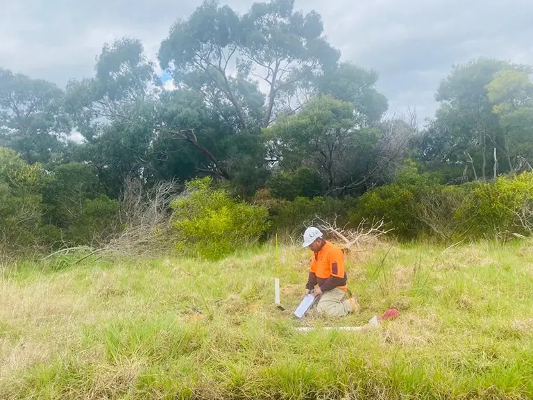 Geotechnical engineer from Probe Geotechnical Services Pty Ltd. in Melbourne conducts infiltration testing using modern instruments.