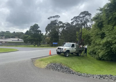 Beneath Melbourne's verdant embrace, Probe Geotech's geotechnical rig, mounted on a trusty Toyota Landcruiser, delves deep, unearthing the soil secrets that guide strong, sustainable pavement design for your next Melbourne masterpiece.