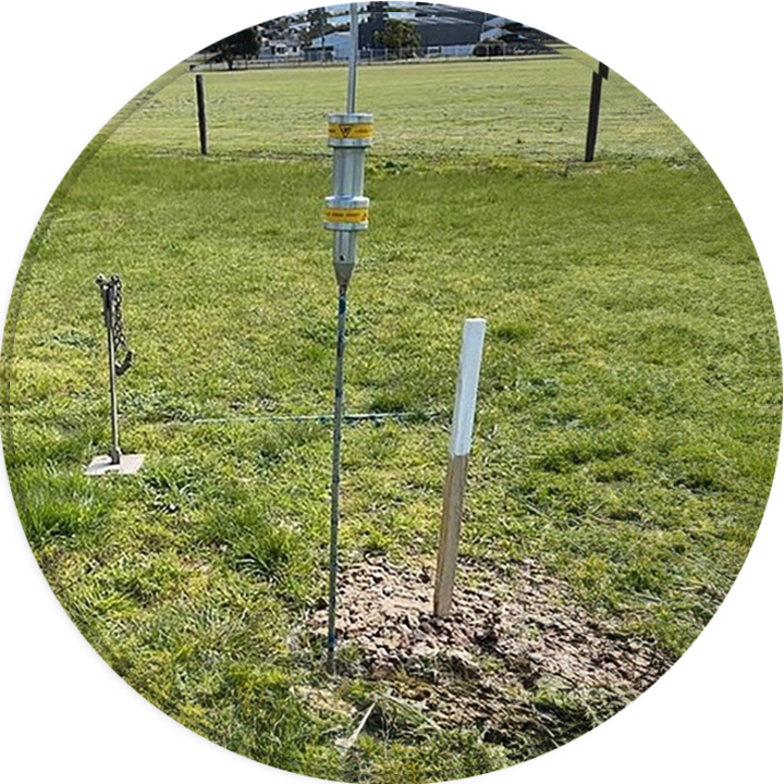 A Probe Geotechnical Services engineer uses a sophisticated Dynamic Cone Penetration Test (DCP) instrument to assess soil strength, layer thickness, and composition, ensuring informed engineering decisions for construction projects.