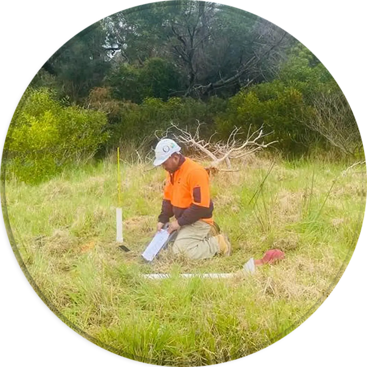 Geotechnical engineer from Probe Geotechnical Services Pty Ltd. in Melbourne conducts infiltration testing using modern instruments. Round Logo