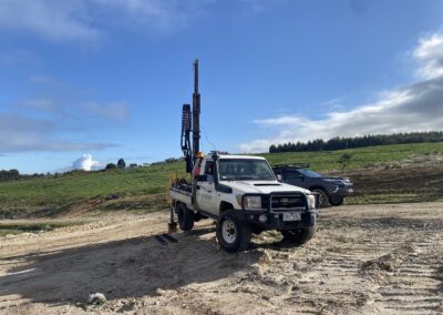 Probe Geotech Engineer Examines Melbourne Soil with Advanced Drill Rig.